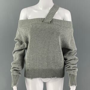 R t A Size S Silver Grey Cotton Studded Off-Shoulder Pullover